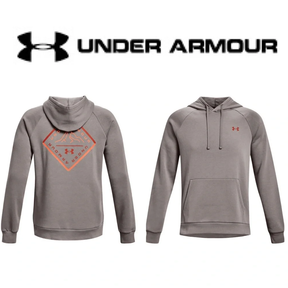 Under Armour Hoodie Hooded Sweatshirt UA Rival Fleece Mountain Gray Men Size XXL